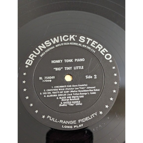 Big Tiny Little Honky Tonk Piano 1959 Brunswick LP 33 Rpm Vinyl Record BL 754049 - Picture 7 of 12